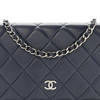 Chanel Quilted Wallet On Chain WOC  Navy Blue 9 of 12