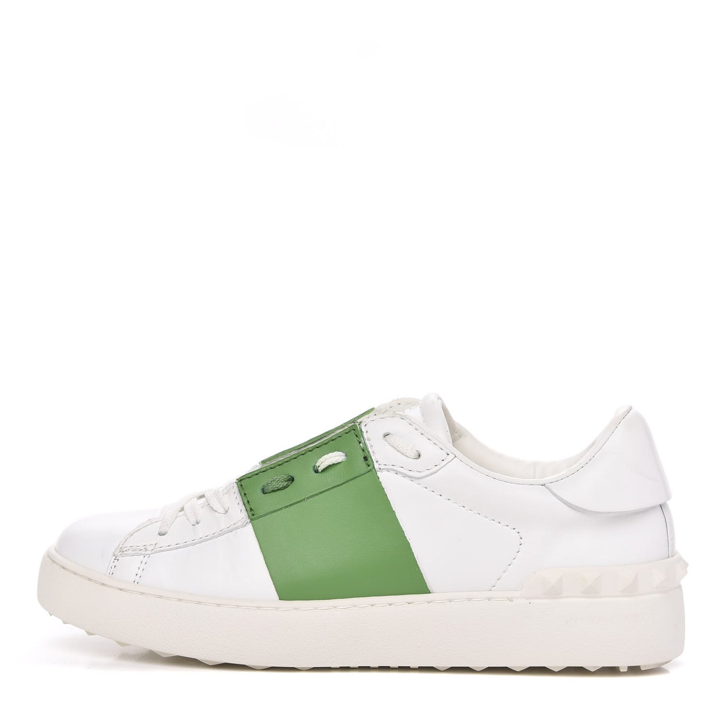 Calfskin Rockstud Open Sneakers 37 White Green