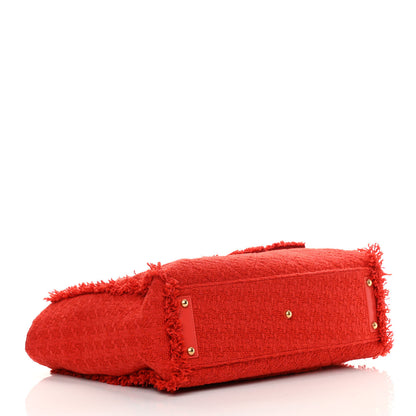 Chanel Wool Tweed Large Zipped Shopping Tote Red 4 of 11