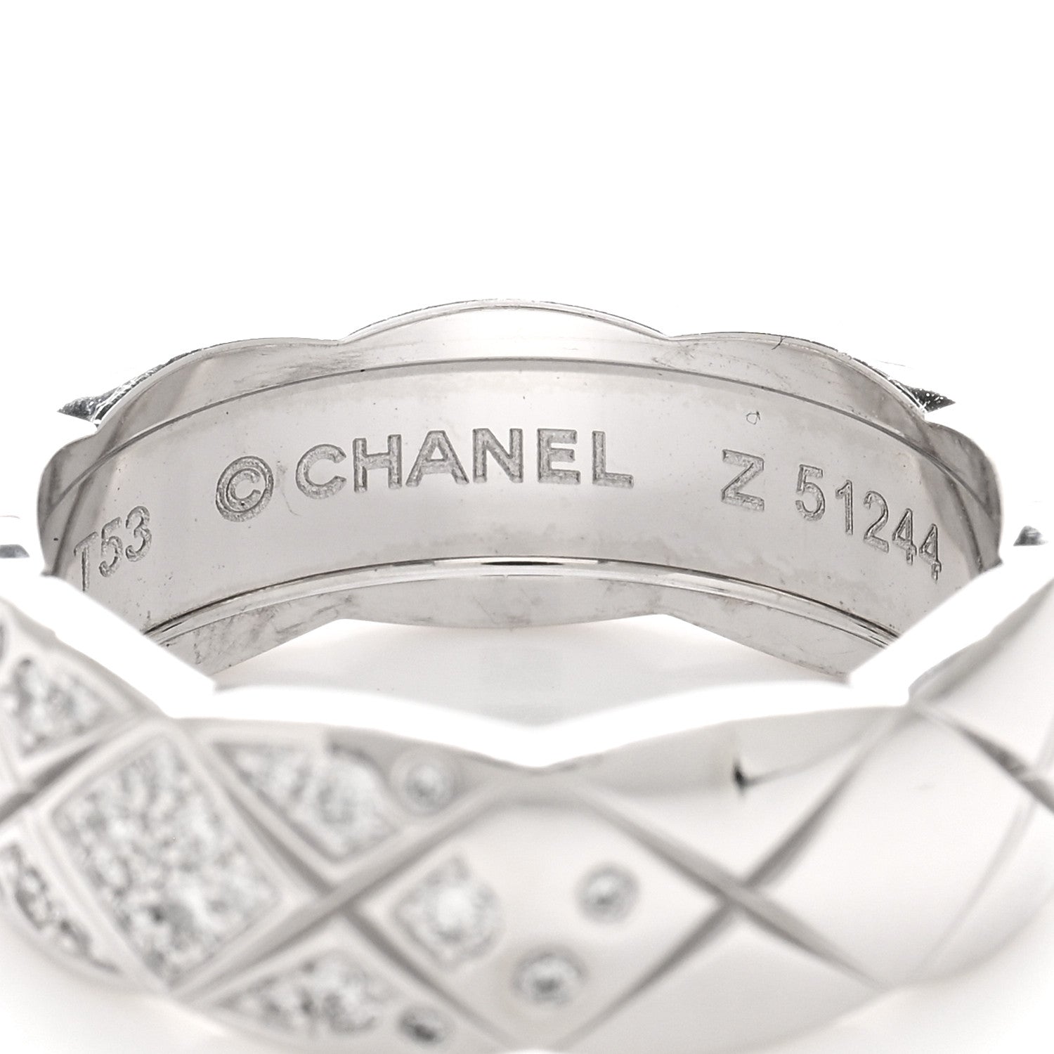 Chanel 18K White Gold Diamond Small Coco Crush Ring 53 6.5 4 of 4