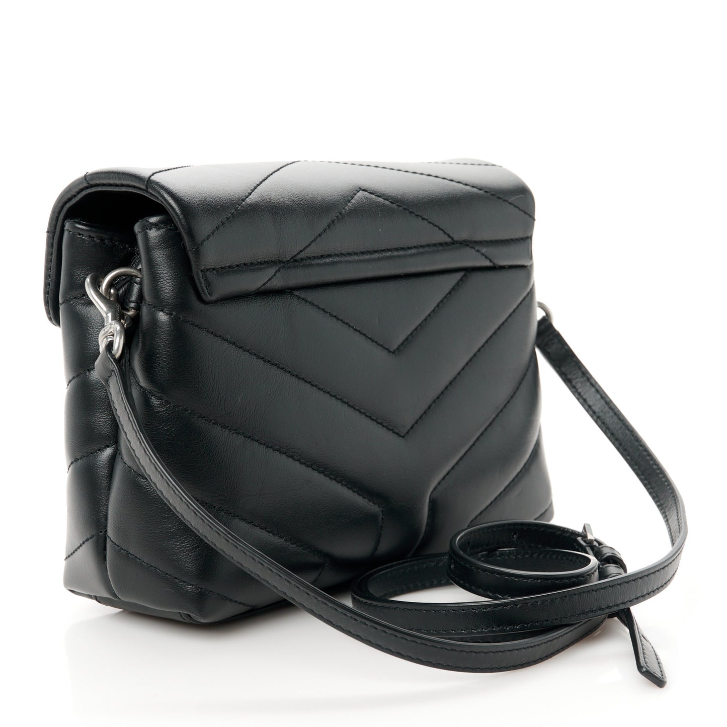 Calfskin Y Quilted Monogram Toy Loulou Crossbody Bag Black