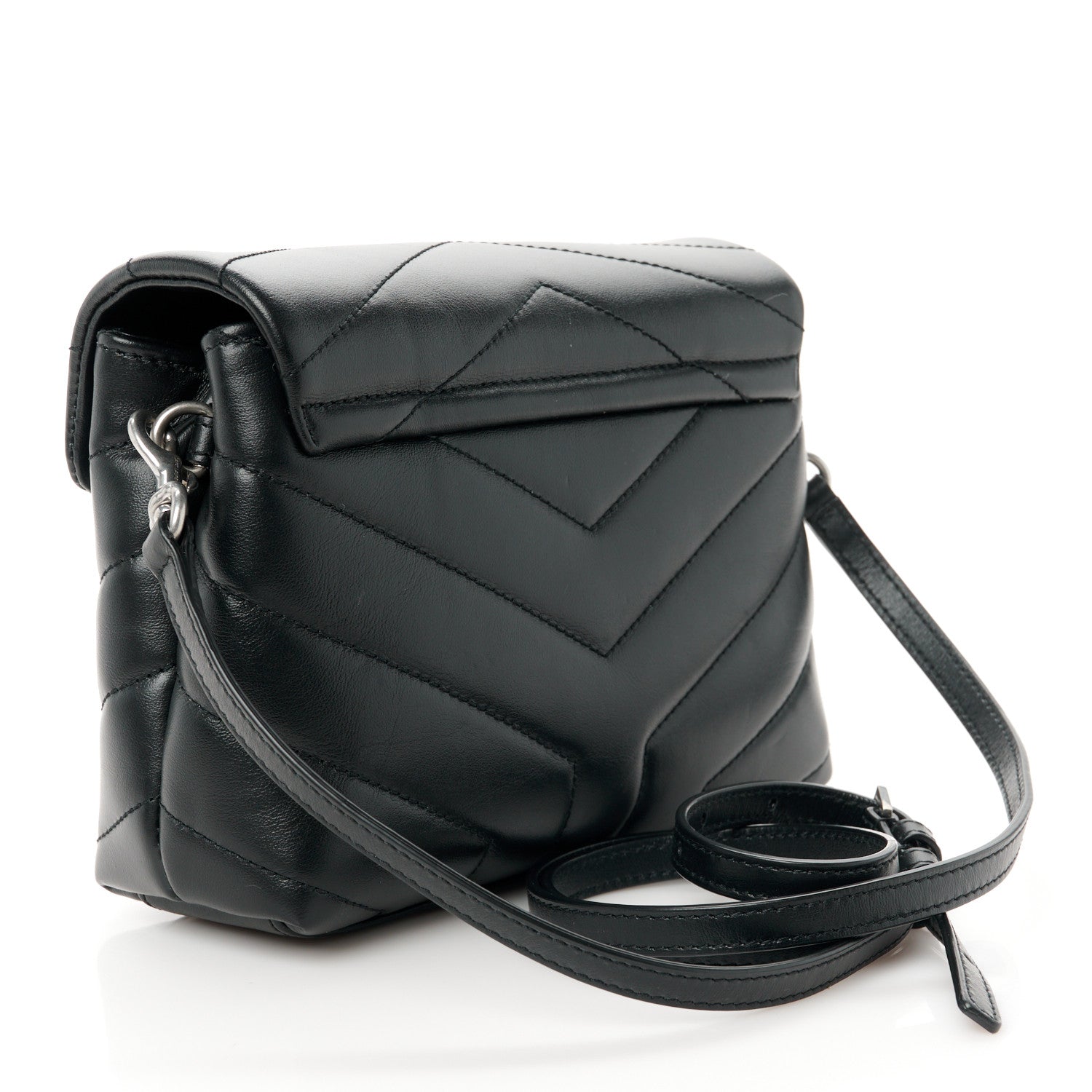 Saint Laurent Calfskin Y Quilted Monogram Toy Loulou Crossbody Bag Black 3 of 11