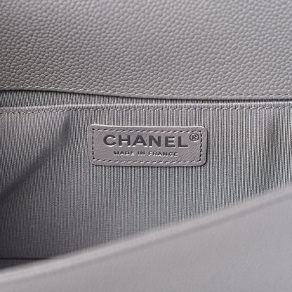 Chanel Caviar Chevron Quilted Medium Boy Flap Dark Grey 5 of 10