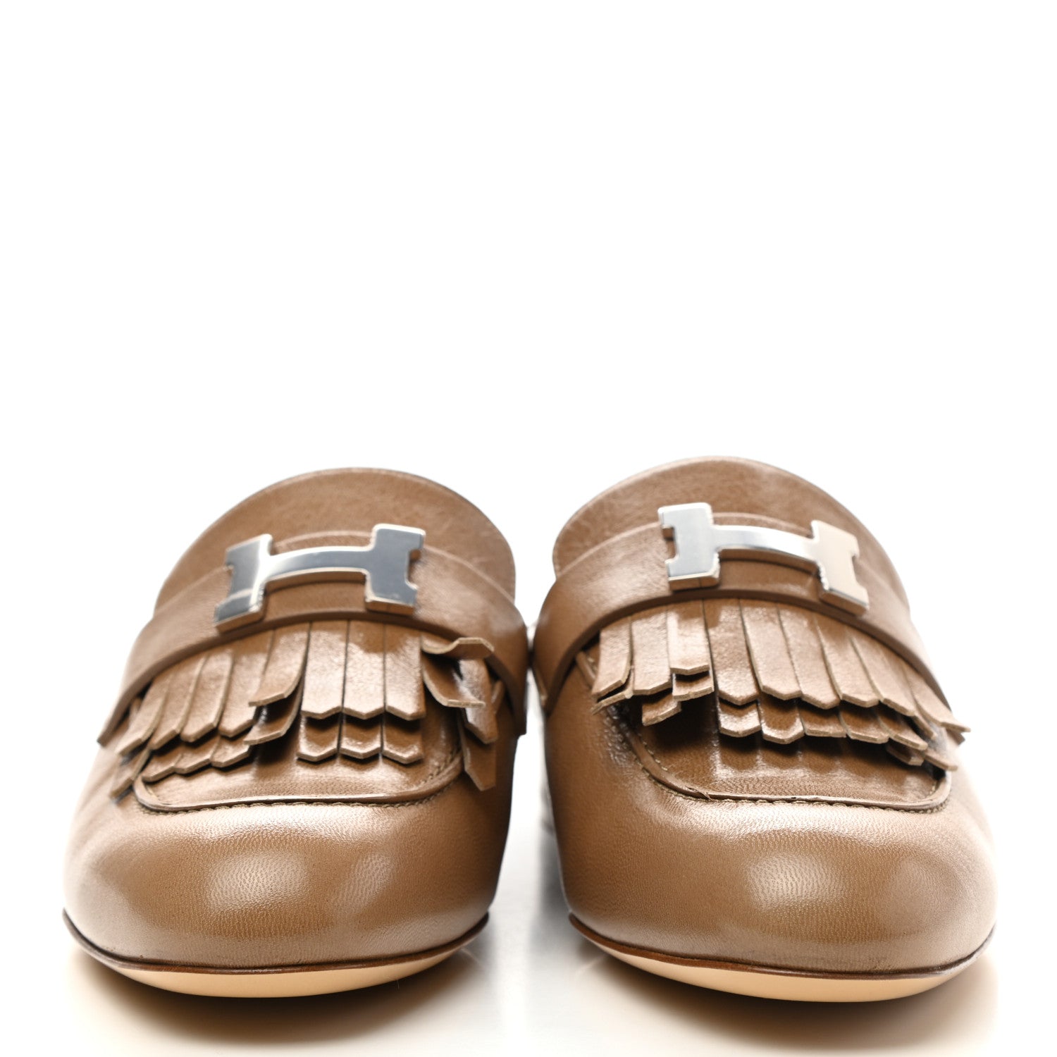 Hermes Goatskin Rivoli Mules 37.5 Havane 2 of 9