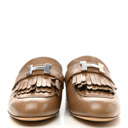 Hermes Goatskin Rivoli Mules 37.5 Havane 2 of 9