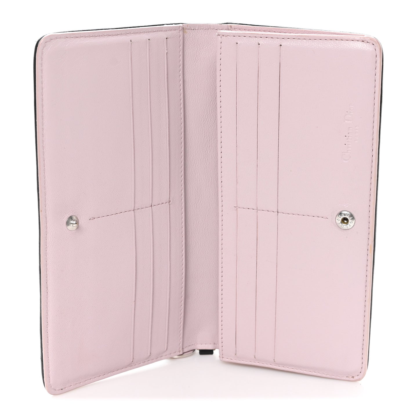 Lambskin Cannage Bi-Color Lady Dior Flap Card Holder Black Mauve Pink
