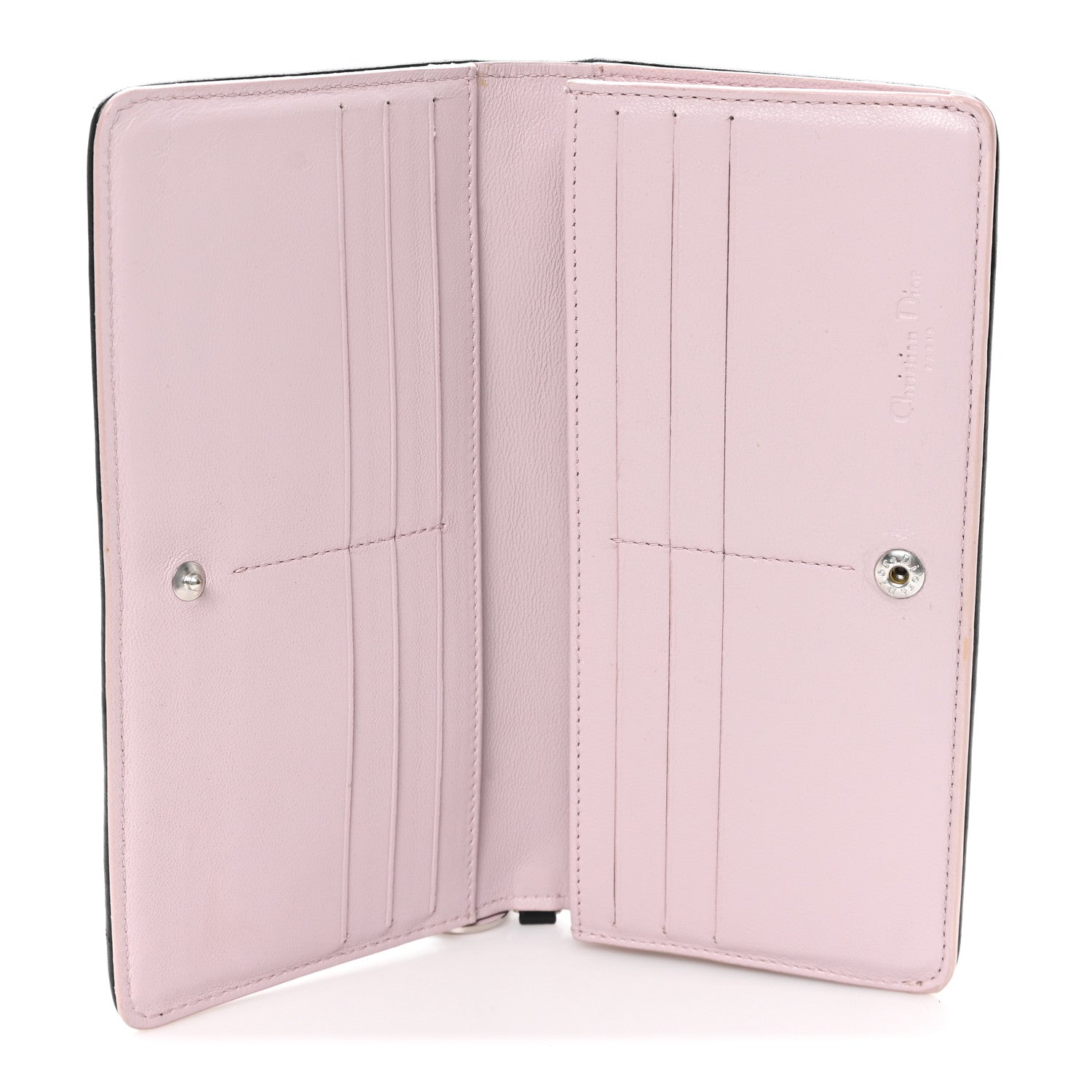 Christian Dior Lambskin Cannage Bi-Color Lady Dior Flap Card Holder Black Mauve Pink 5 of 8