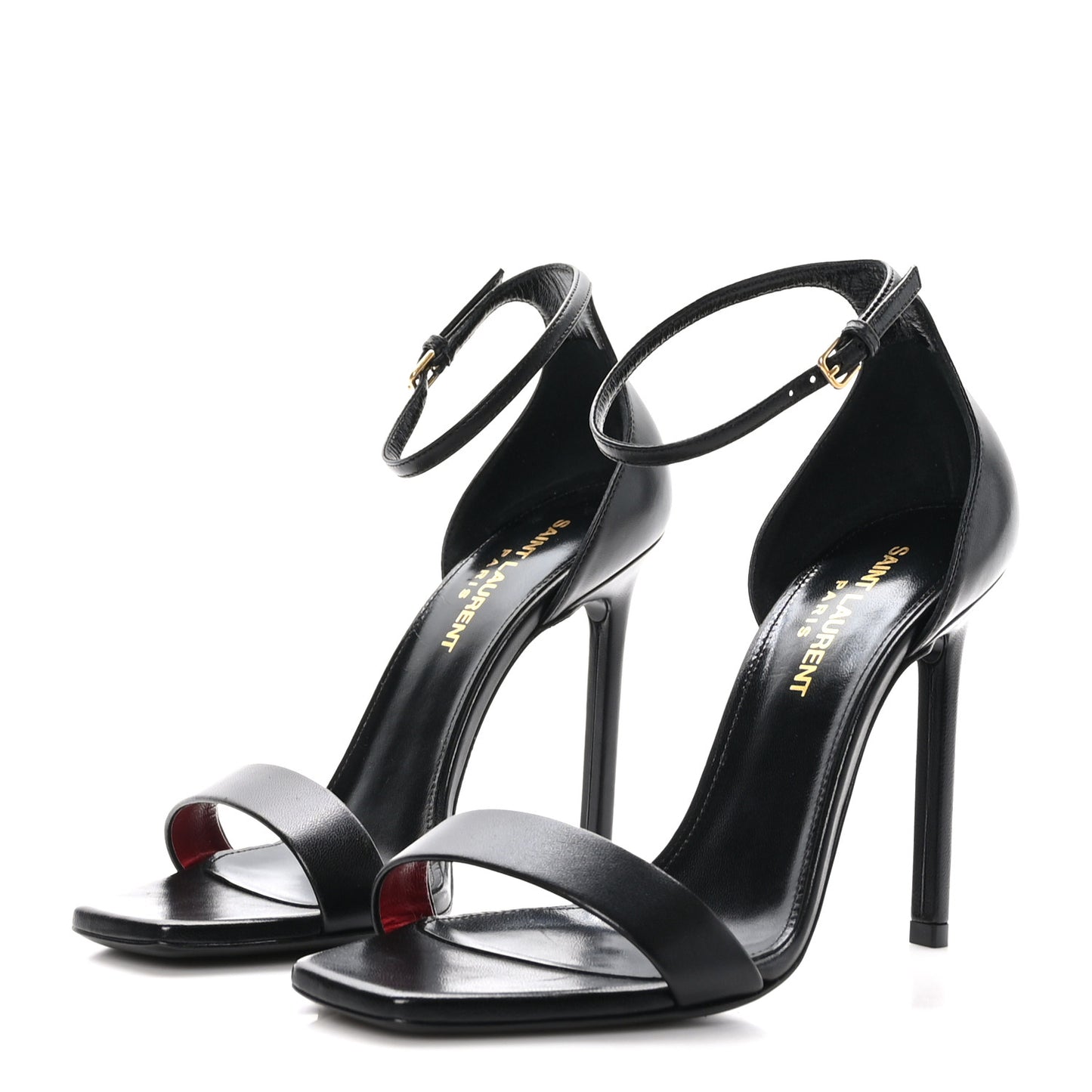 Calfskin Amber 105 Ankle Strap Sandals 36.5 Black