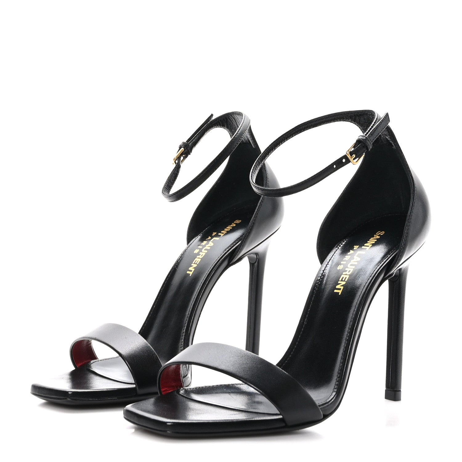 Saint Laurent Calfskin Amber 105 Ankle Strap Sandals 36.5 Black 3 of 9