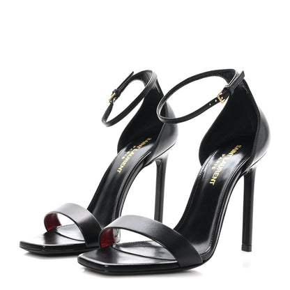 Saint Laurent Calfskin Amber 105 Ankle Strap Sandals 36.5 Black 3 of 9