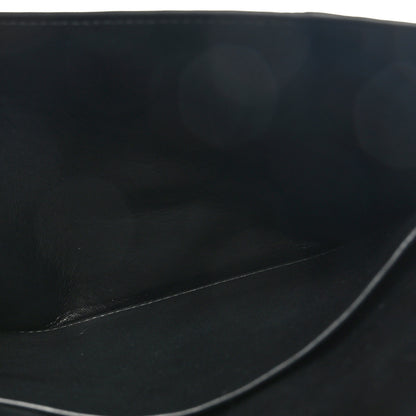 Balenciaga Shiny Calfskin Crocodile Embossed Hourglass Flap Flat Pouch Black 5 of 7