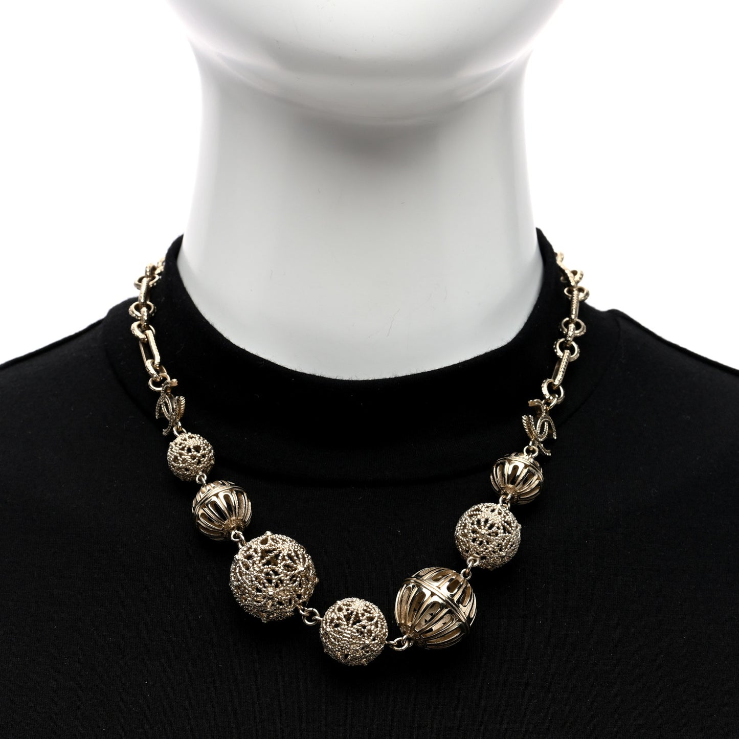 Metal CC Ball Chain Necklace Gold Gold
