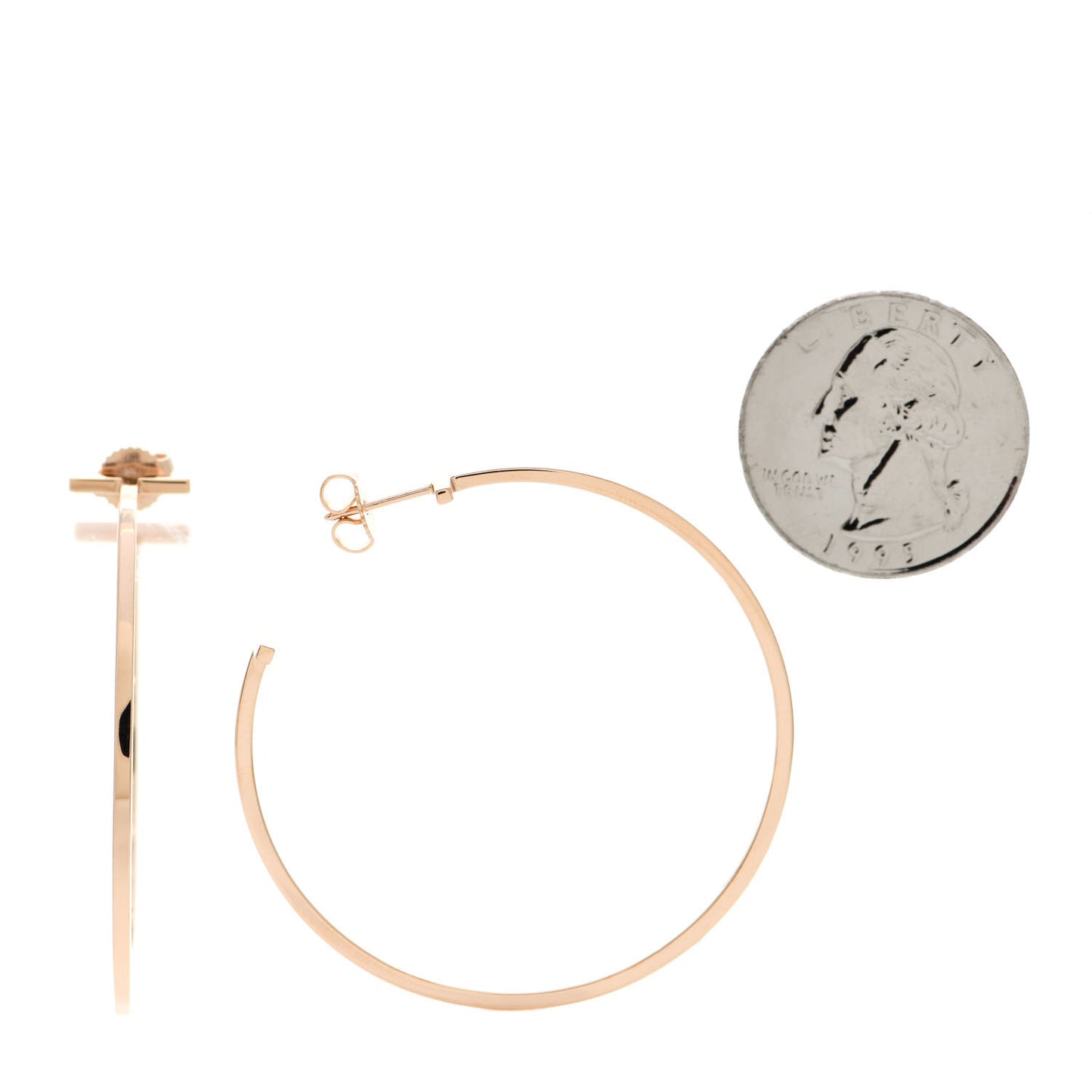 18K Rose Gold Extra Large T Wire Hoop Earrings