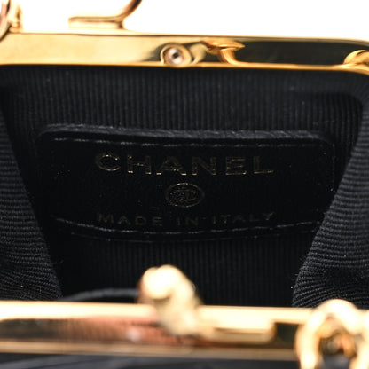 Chanel Lambskin Quilted Mini Kiss Lock Clutch With Chain Black 6 of 11