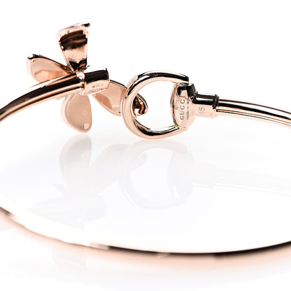 Gucci 18K Rose Gold Enamel Flora Horsebit Bracelet 16 3 of 4