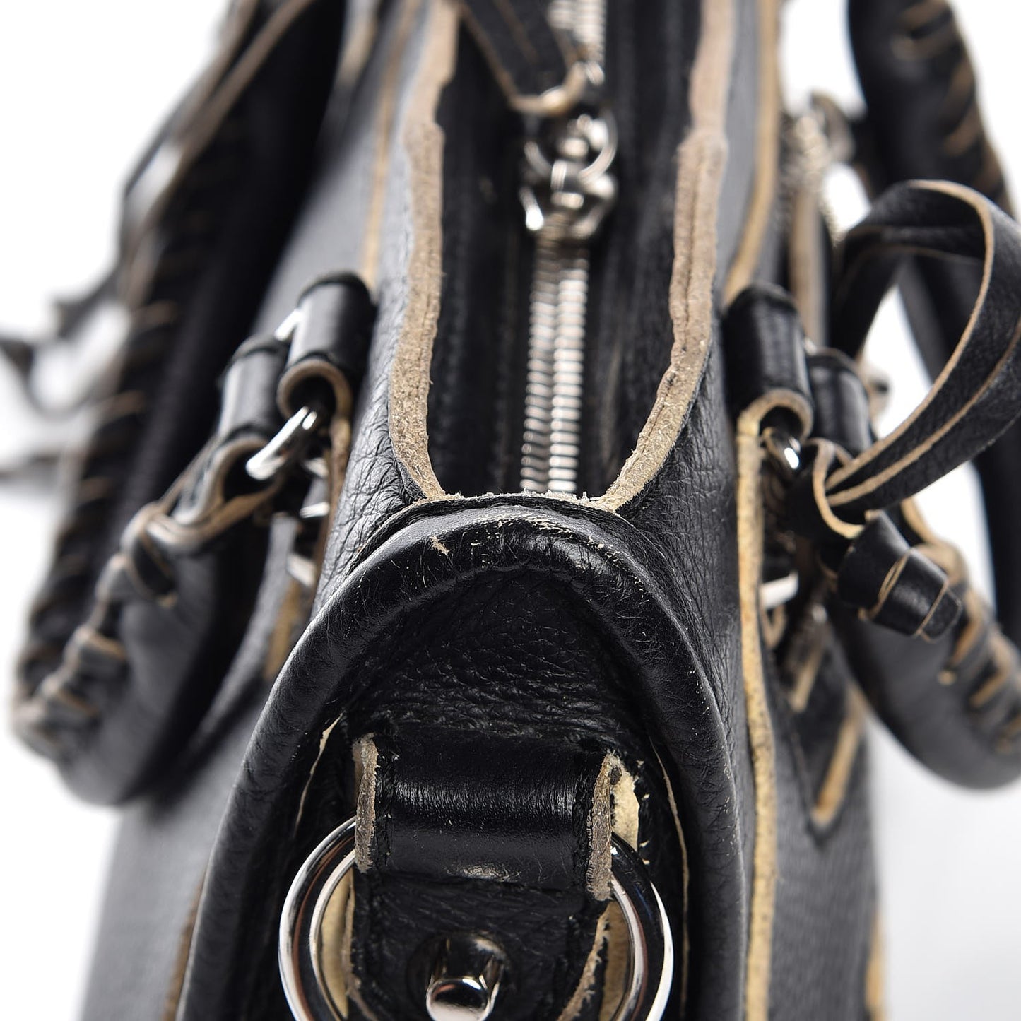 Supple Grained Calfskin Classic Silver Hardware Highlight Mini City Black