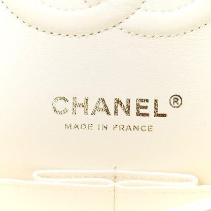 Chanel Lambskin Quilted Medium Double Flap White Black 5 of 10