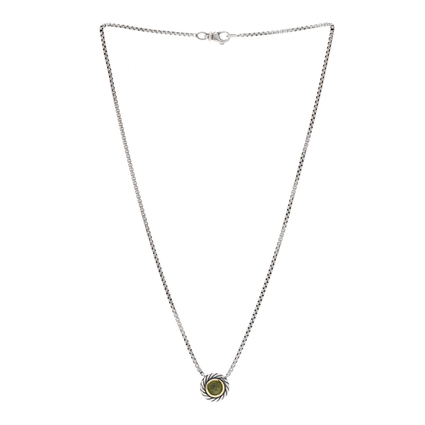 Sterling Silver 18K Yellow Gold Peridot Cookie Pendant Necklace