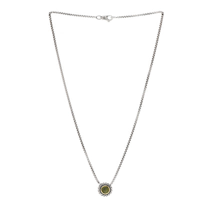 David Yurman Sterling Silver 18K Yellow Gold Peridot Cookie Pendant Necklace 3 of 4