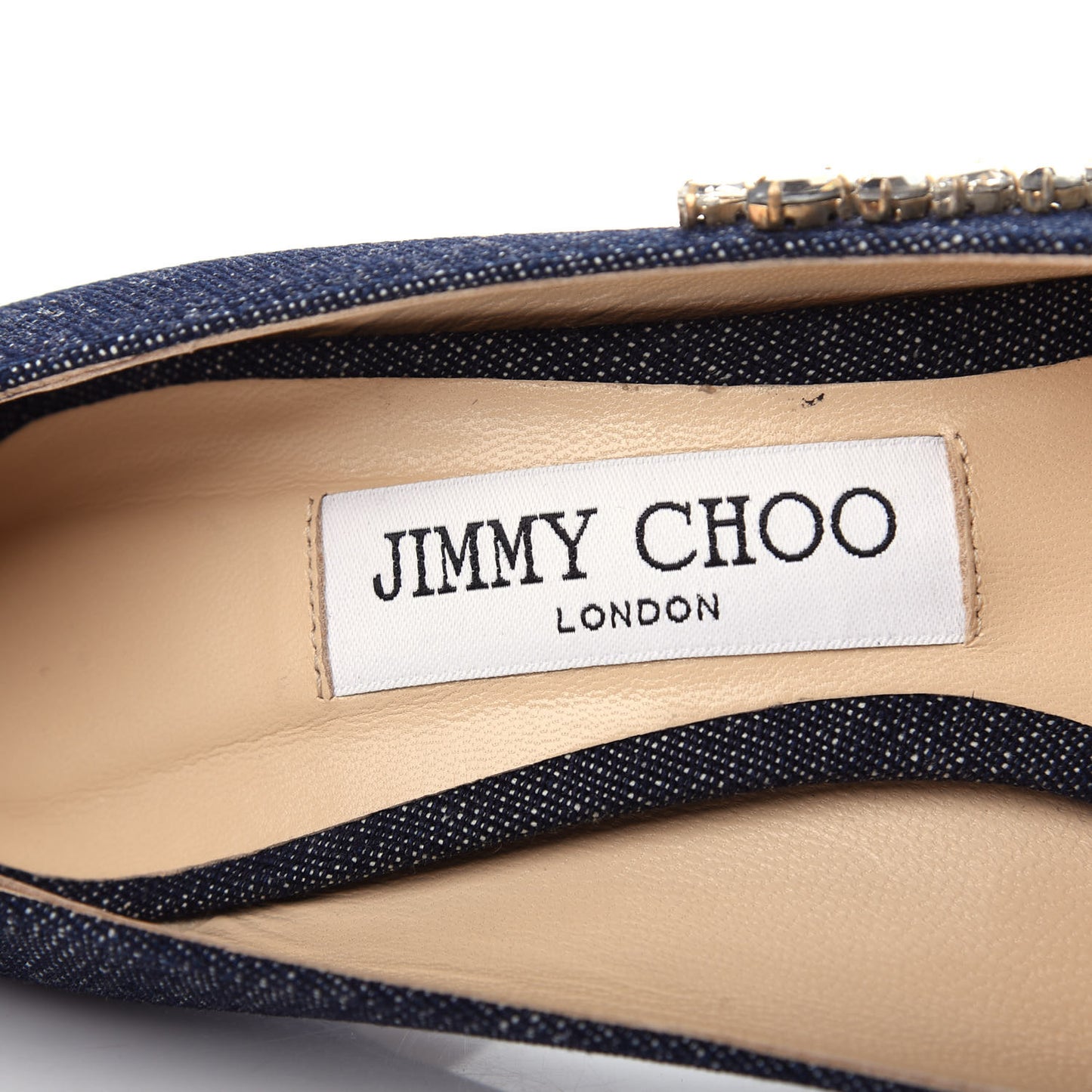 Denim Crystal Embroidery Love 100 Pumps 37 Indigo