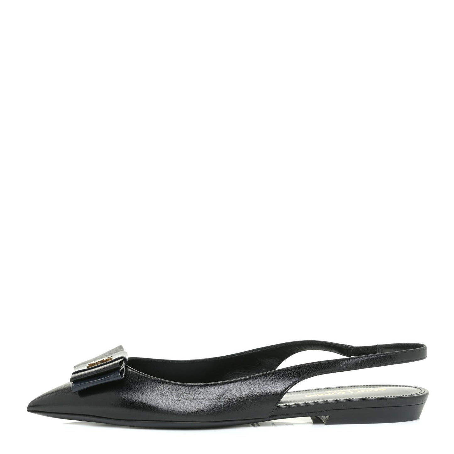 Patent Smooth Lambskin Anais Slingback Flats 36.5 Black Navy