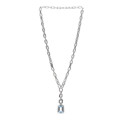 David Yurman Sterling Silver Diamond Blue Topaz Stax Pendant Necklace 3 of 5