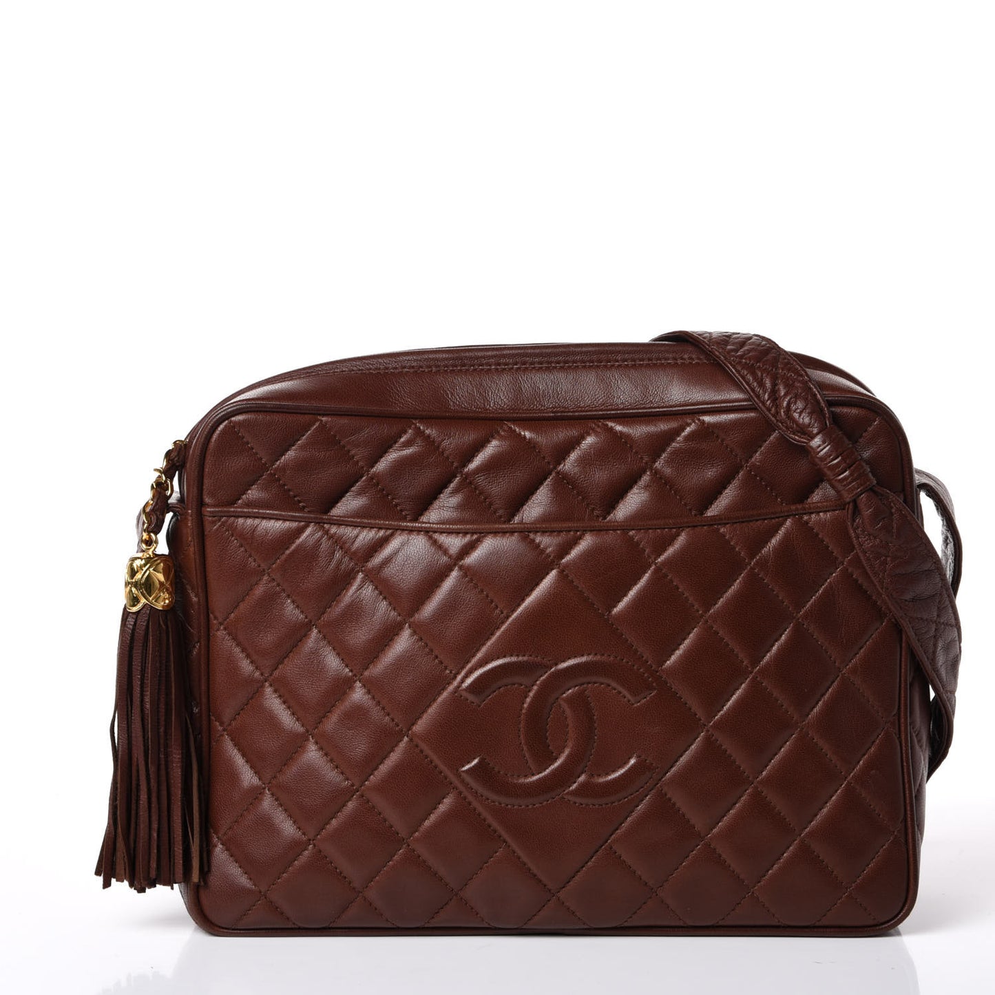 Lambskin Tassel Camera Case Brown