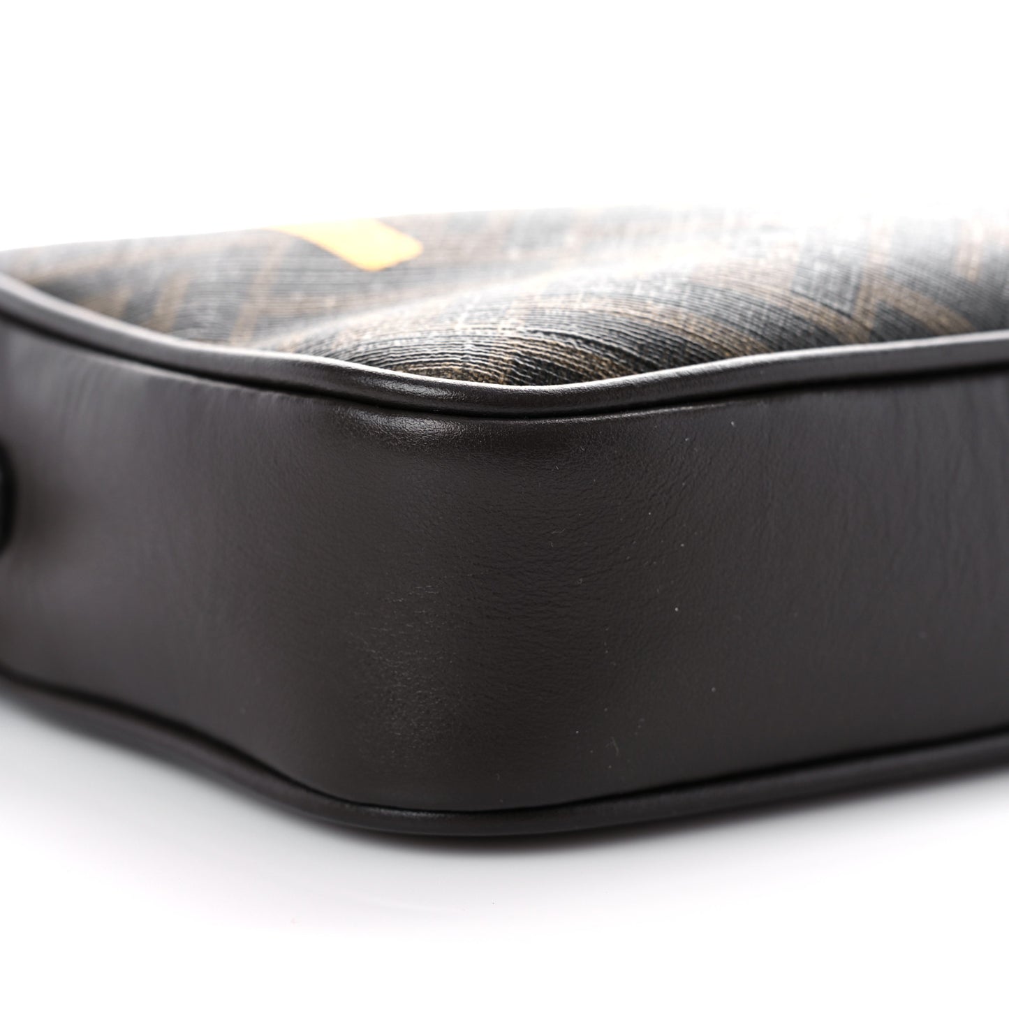 Shiny Glazed Fabric Vitello Cover FF 1974 Logo Medium Camera Case Tobacco Moro Giallo Ebano