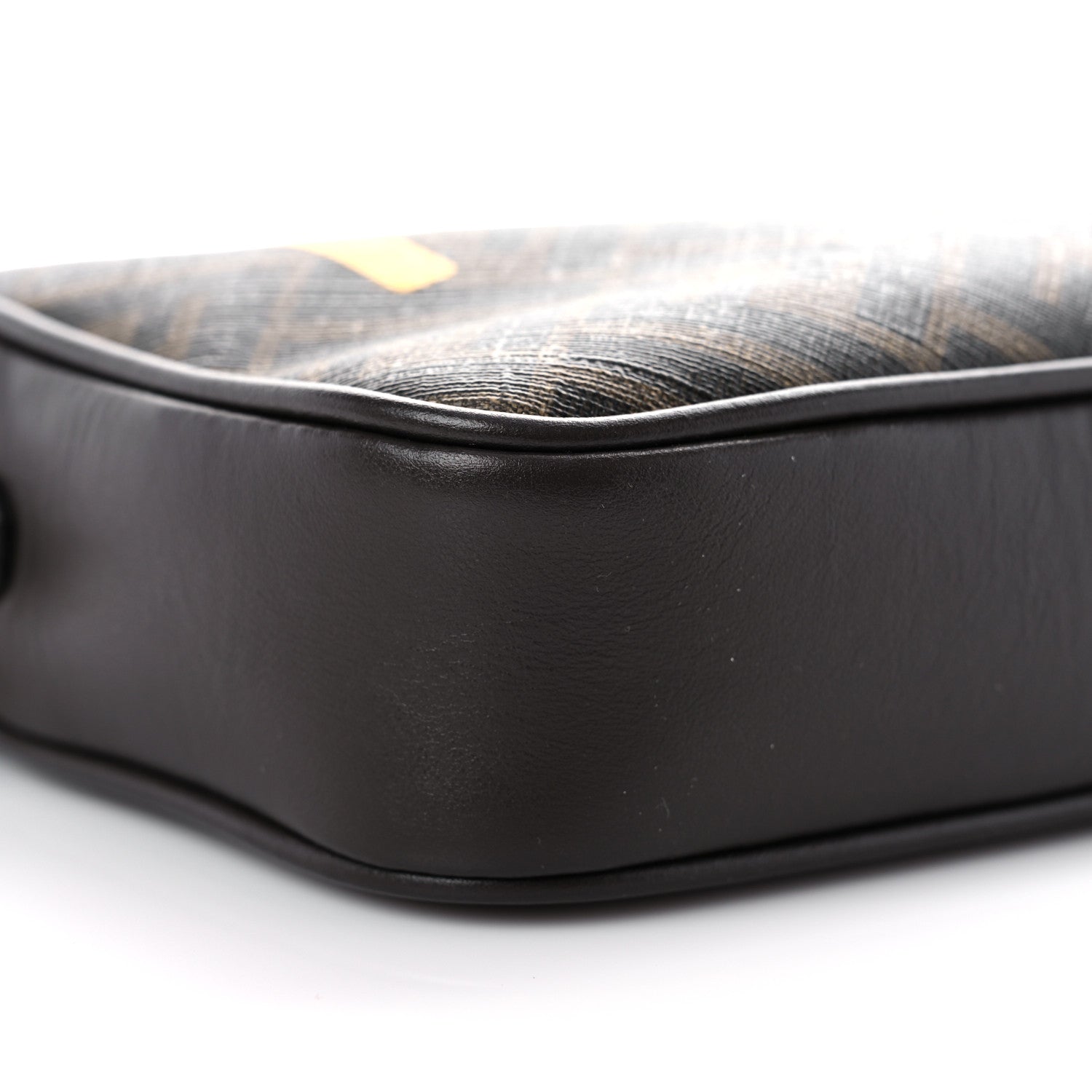 Fendi Shiny Glazed Fabric Vitello Cover FF 1974 Logo Medium Camera Case Tobacco Moro Giallo Ebano 8 of 12