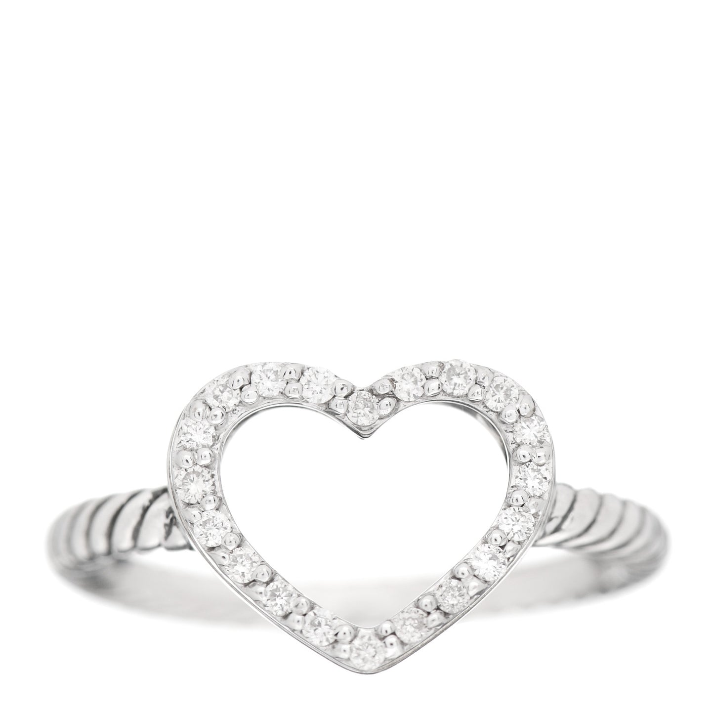 Sterling Silver Diamond 10mm Open Heart Ring 49 5