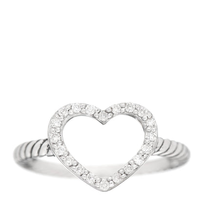 David Yurman Sterling Silver Diamond 10mm Open Heart Ring 49 5 1 of 5
