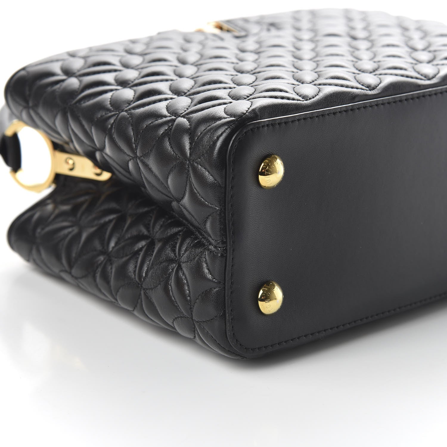Louis Vuitton Lambskin Quilted Flower Capucines PM Black 6 of 10