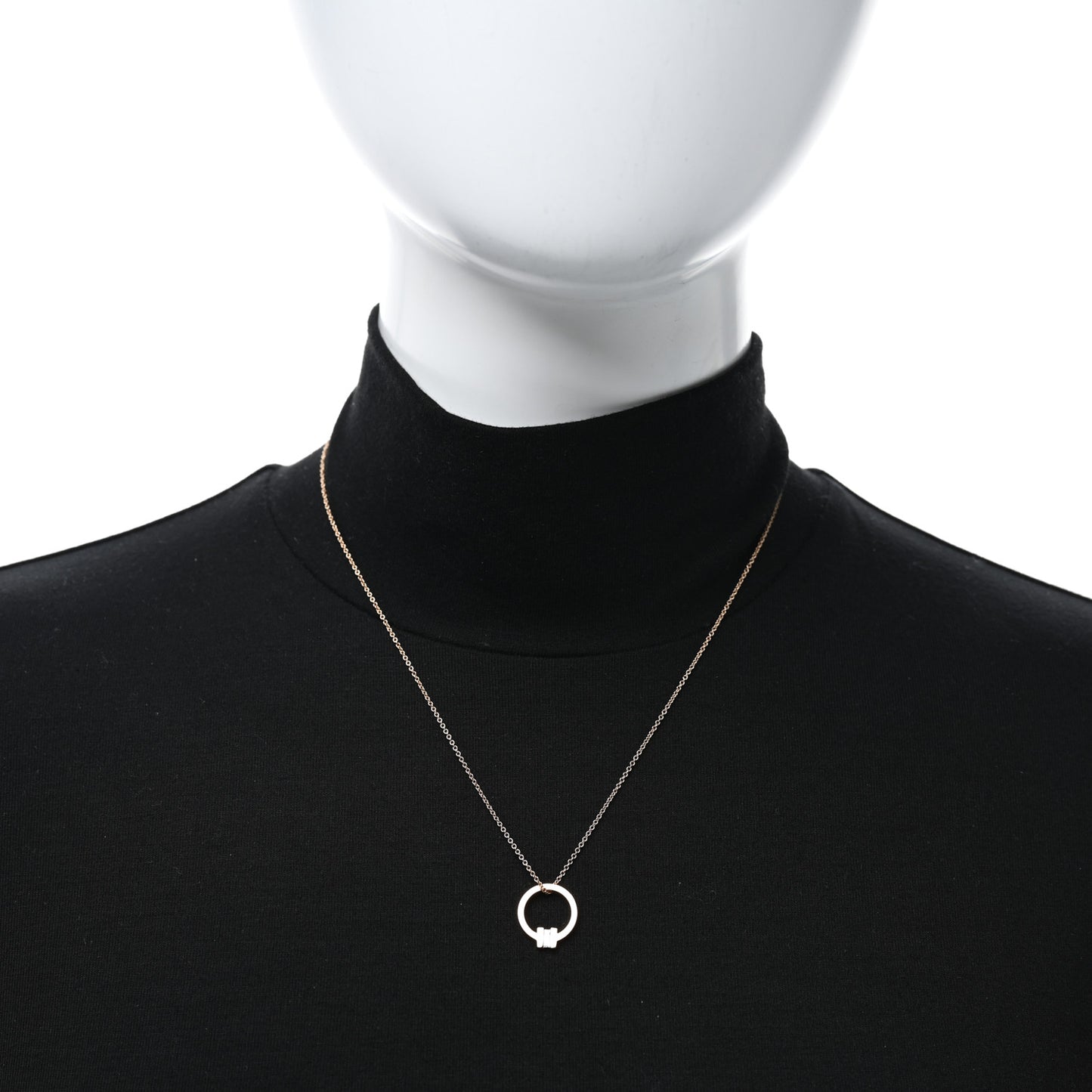 18K Rose Gold Diamond T Baguette Pave Pendant Necklace