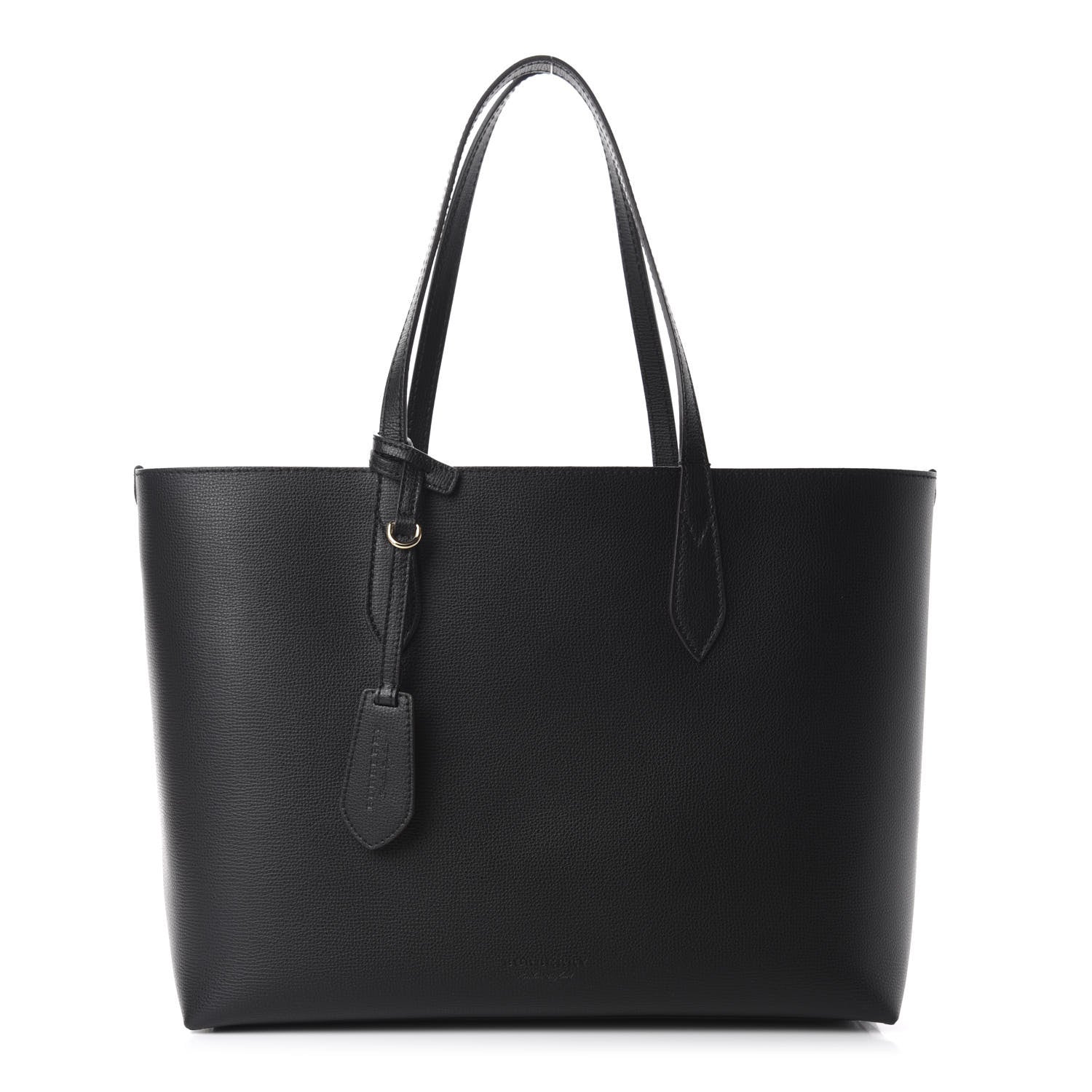Burberry Grainy Calfskin Haymarket Check Medium Reversible Tote Black 1 of 18