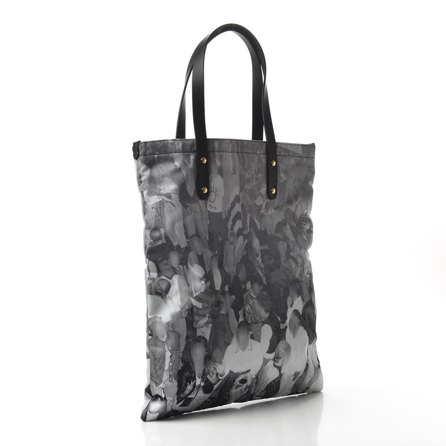 Nylon Rave Print Flat Tote Bag Black
