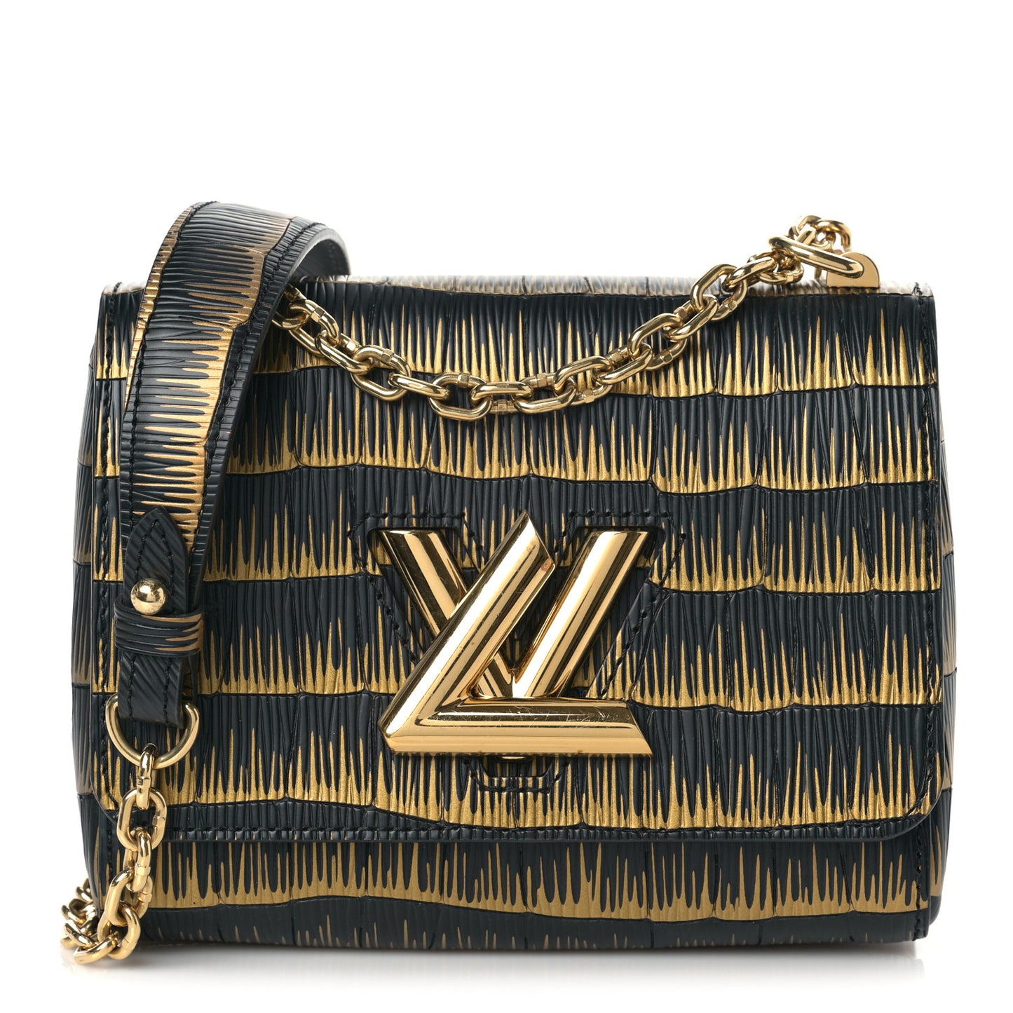 Epi Printed Twist Shoulder Bag PM Black Gold