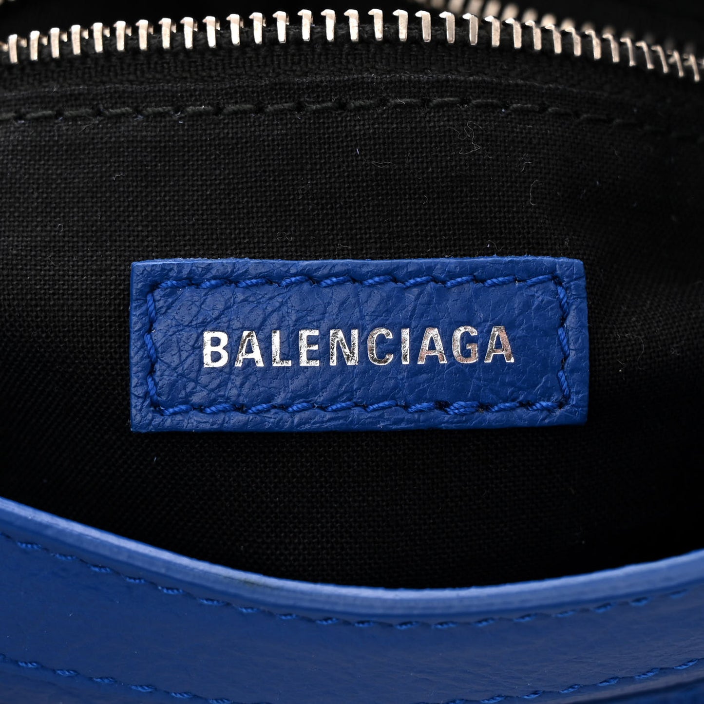 Agneau Classic Silver Hardware Mini City Logo Strap Bleu Electric Black