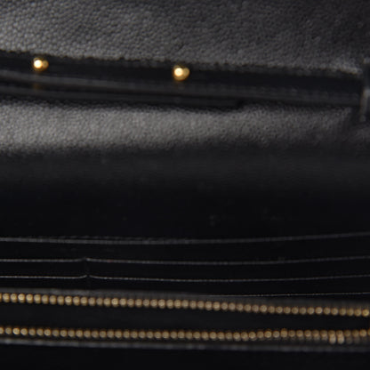 Saint Laurent Grain De Poudre Matelasse Chevron Monogram Chain Wallet Black 9 of 23