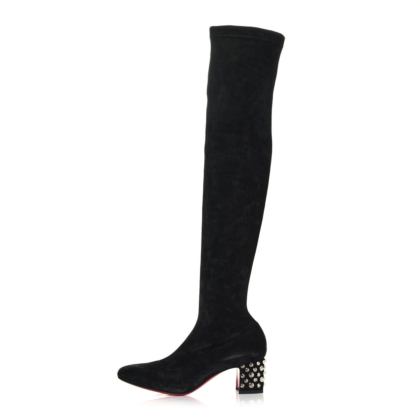 Veau Velours Spiked Study Stretch 55 Over The Knee Boots 39.5 Black