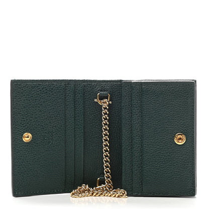 Gucci Grainy Calfskin Zumi Chain Card Case Wallet Vintage Green 5 of 7