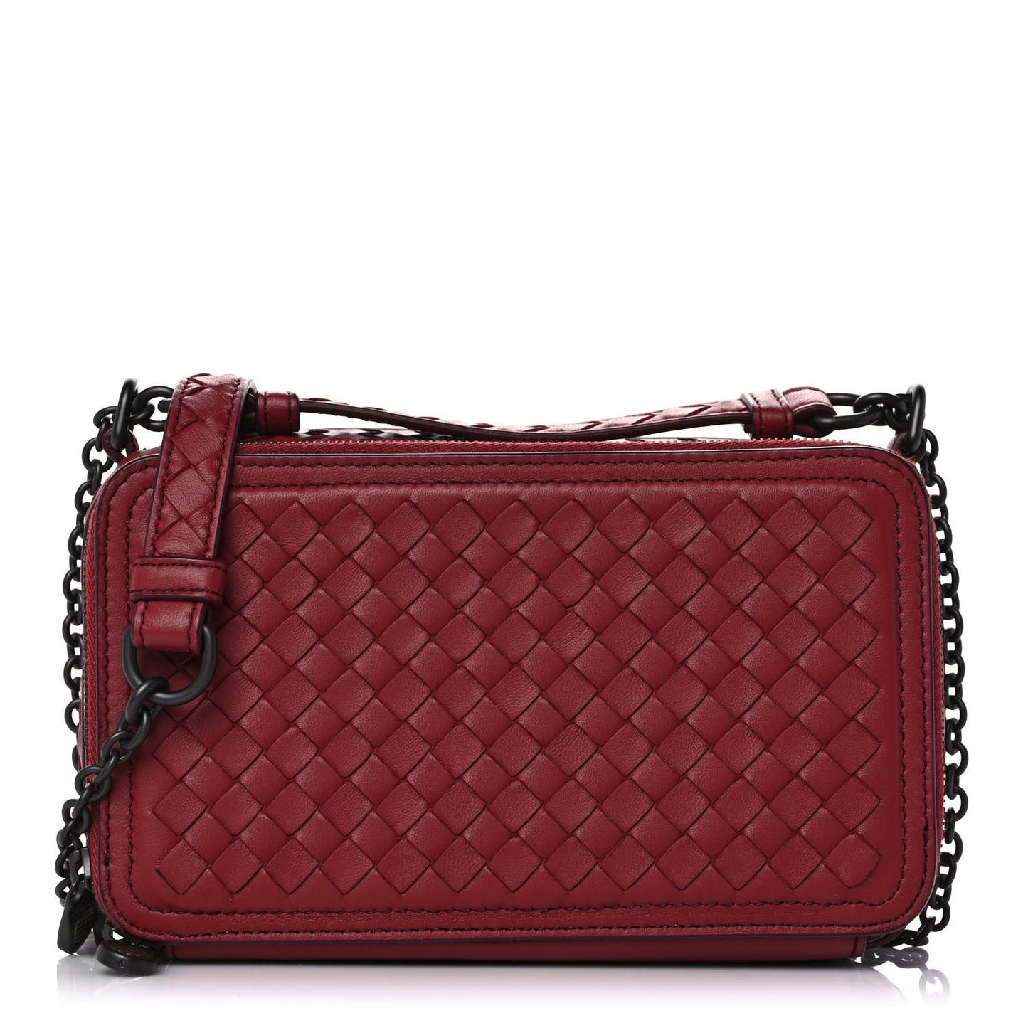 Nappa Intrecciato Camera Bag Red