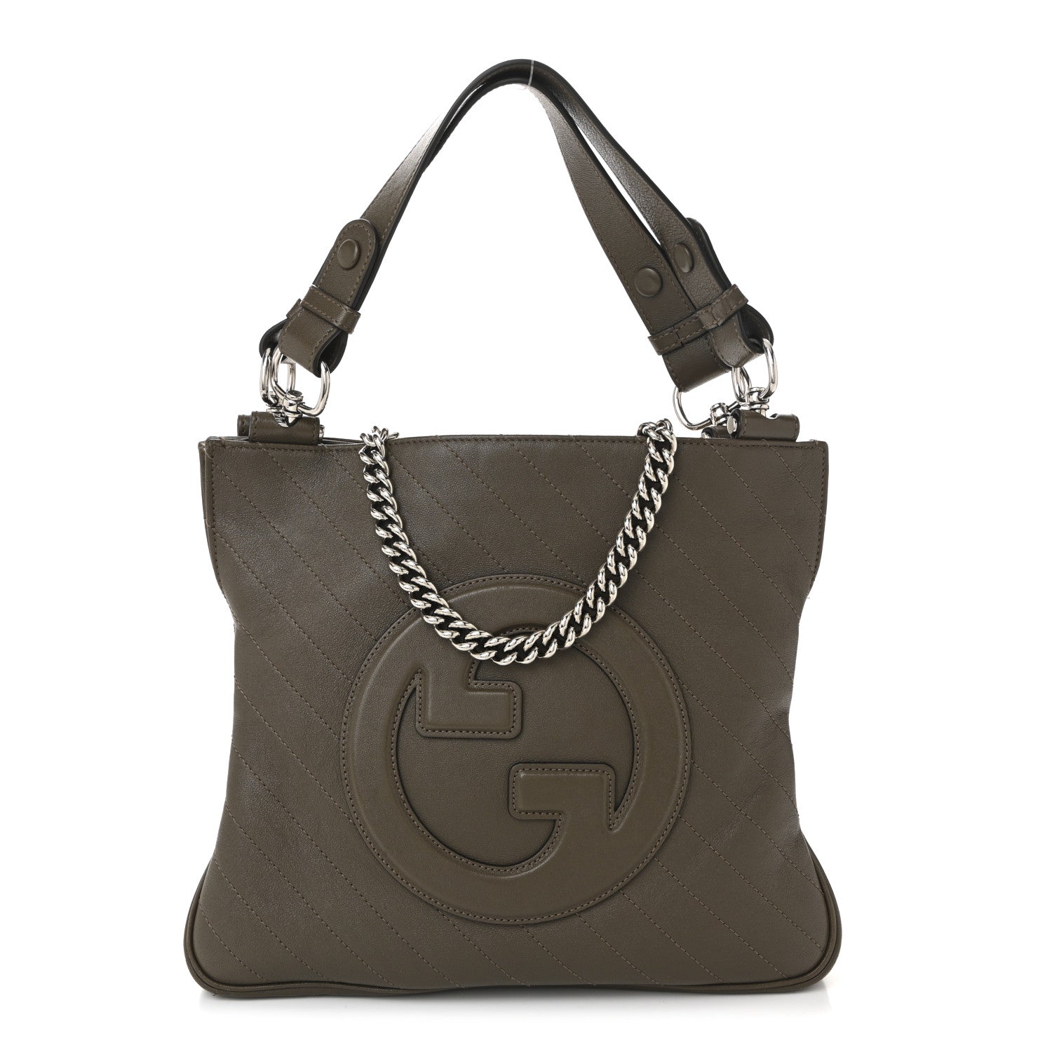 Gucci Sakai Be Green Calfskin Diagonal Stitched Small Blondie Tote Craclet Brown 1 of 11