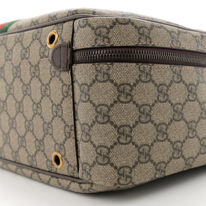 Gucci GG Supreme Monogram Textured Dollar Web Savoy Travel Shoe Bag Beige Ebony New Acero 9 of 10