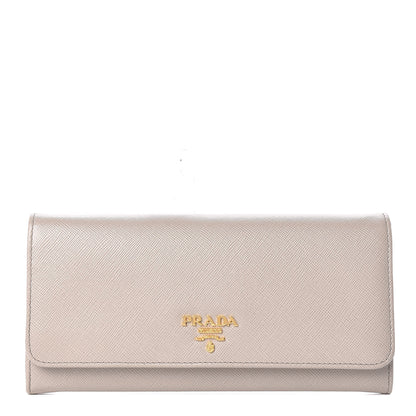 Prada Saffiano Metal Continental Flap Wallet Pomice 1 of 9