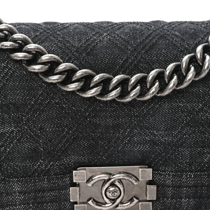 Chanel Denim Quilted Small Boy Flap Black 8 of 10