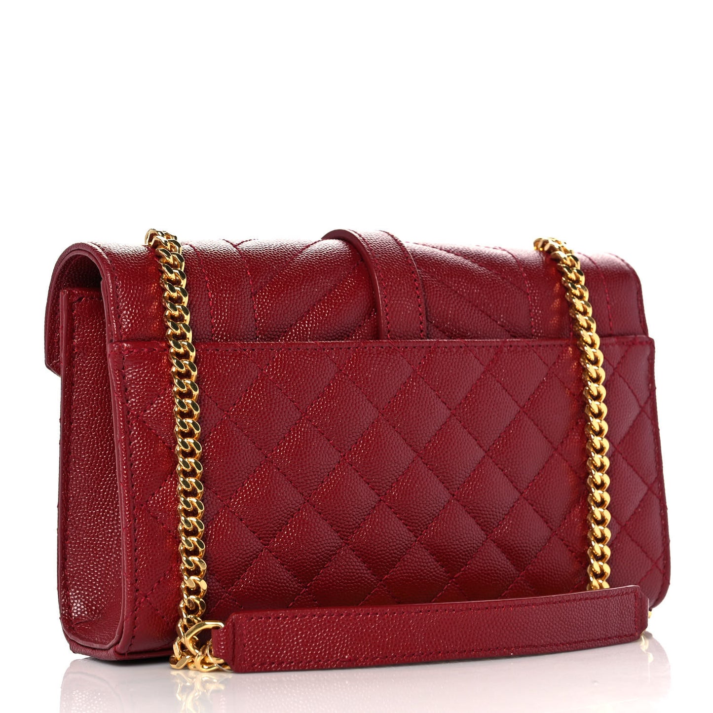 Grain De Poudre Textured Mixed Matelasse Triquilt Small Monogram Satchel Red