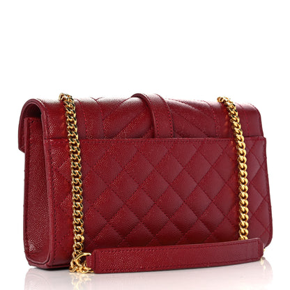 Saint Laurent Grain De Poudre Textured Mixed Matelasse Triquilt Small Monogram Satchel Red 3 of 8