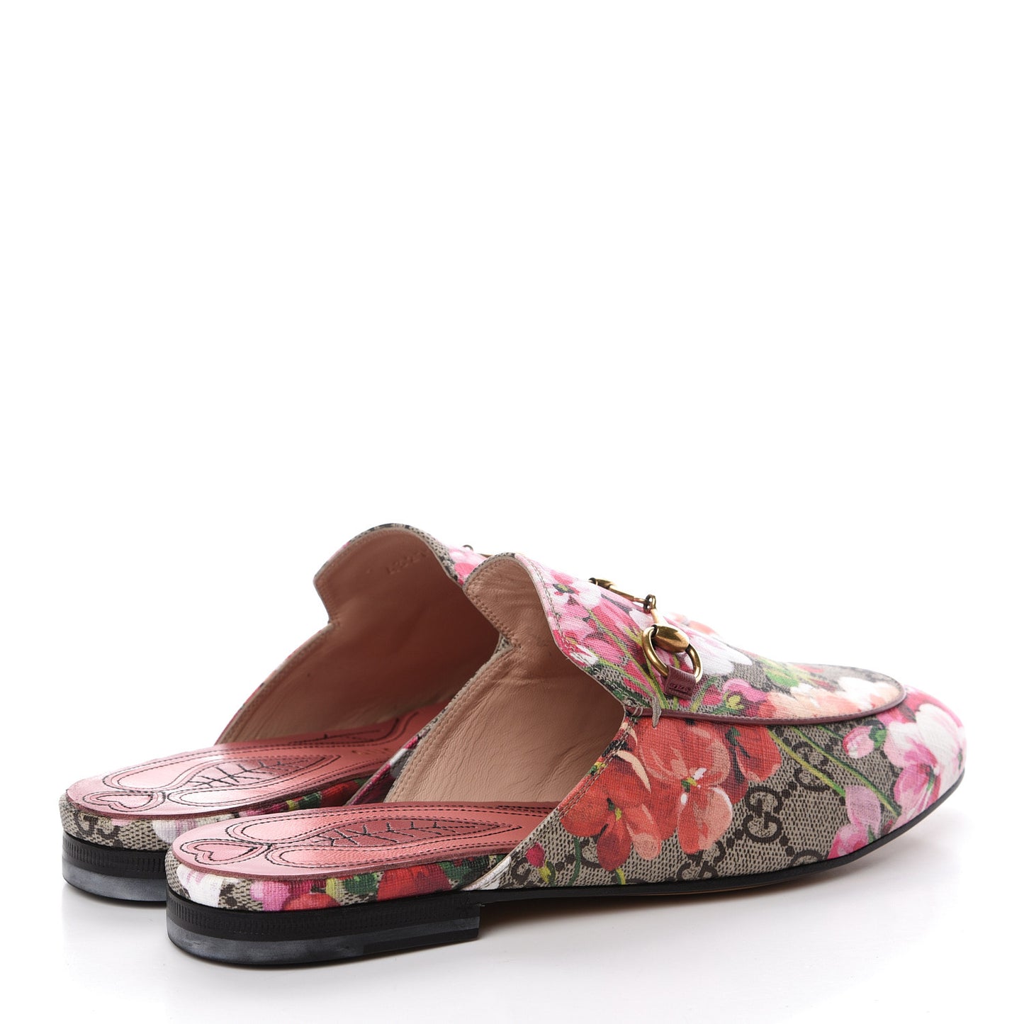 GG Supreme Monogram Blooms Womens Princetown Slippers 36.5 Beige Multicolor Dry Rose