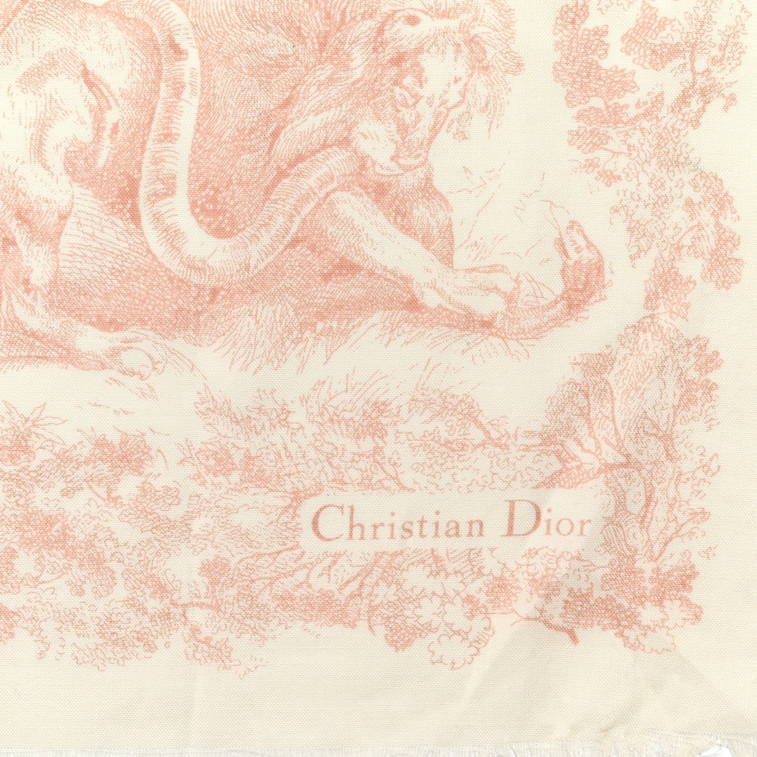 Christian Dior Cotton Fringe Dioriviera Toile De Jouy Sarong Pink 2 of 3