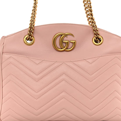 Gucci Calfskin Matelasse Medium GG Marmont Open Top Shoulder Bag Perfect Pink 8 of 16